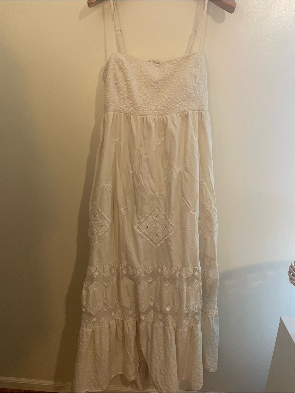 Lucky Brand 2024 Cream Embroidered Backless Maxi Dress